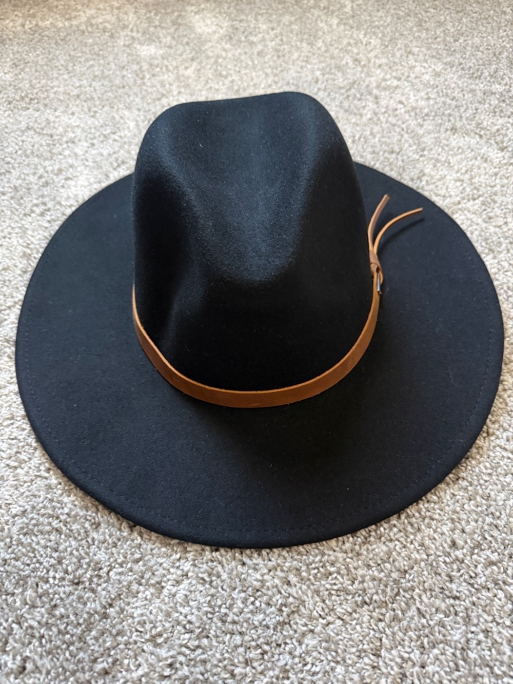 Brixton Black Wool Fedora with Brown Leather Band